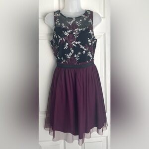 Speechless Floral Mesh Dress Maroon/Black